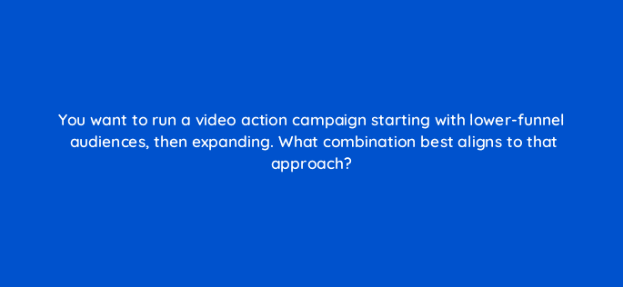 you want to run a video action campaign starting with lower funnel audiences then expanding what combination best aligns to that approach 112073