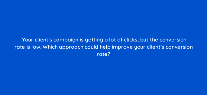 your clients campaign is getting a lot of clicks but the conversion rate is low which approach could help improve your clients conversion rate 285