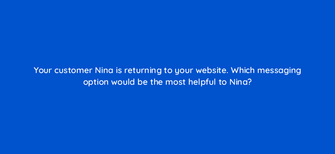 your customer nina is returning to your website which messaging option would be the most helpful to nina 17314