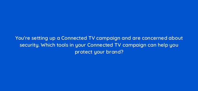 youre setting up a connected tv campaign and are concerned about security which tools in your connected tv campaign can help you protect your brand 67630