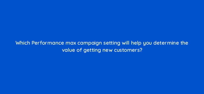 which performance max campaign setting will help you determine the value of getting new customers 144429 1