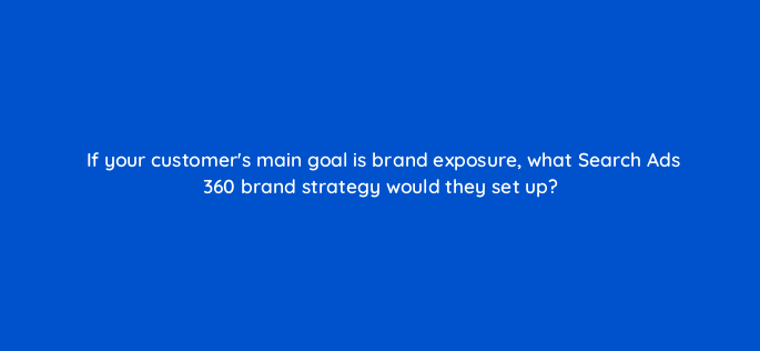 if your customers main goal is brand exposure what search ads 360 brand strategy would they set up 160875