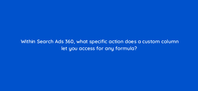 within search ads 360 what specific action does a custom column let you access for any formula 160756