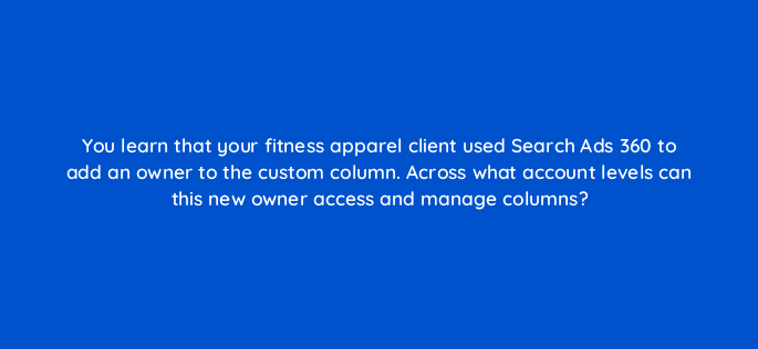 you learn that your fitness apparel client used search ads 360 to add an owner to the custom column across what account levels can this new owner access and manage columns 160764