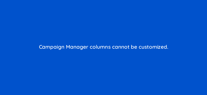 campaign manager columns cannot be customized 163181