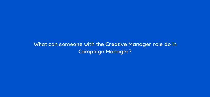 what can someone with the creative manager role do in campaign manager 163139
