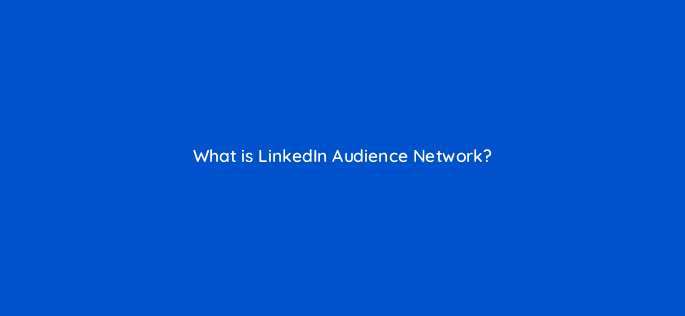 what is linkedin audience network 163234