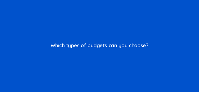 which types of budgets can you choose 163238
