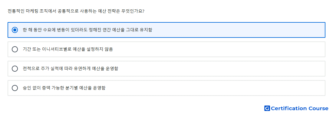 전통적인 마케팅 조직에서 공통적으로 사용하는 예산 전략은 무엇인가요