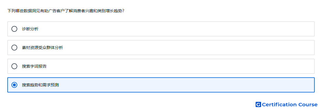 下列哪些数据洞见有助广告客户了解消费者兴趣和类别增长趋势