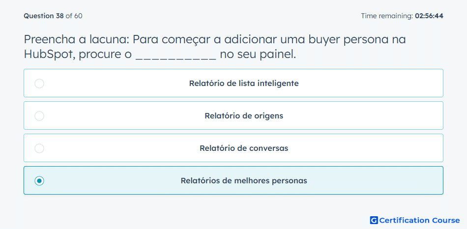 Preencha a lacuna Para comecar a adicionar uma buyer persona na HubSpot procure o no seu painel