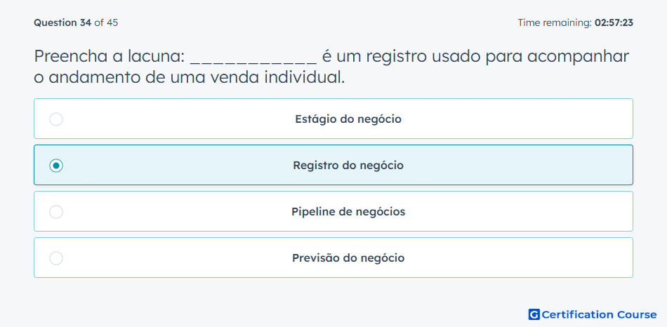 Preencha a lacuna e um registro usado para acompanhar o andamento de uma venda individual