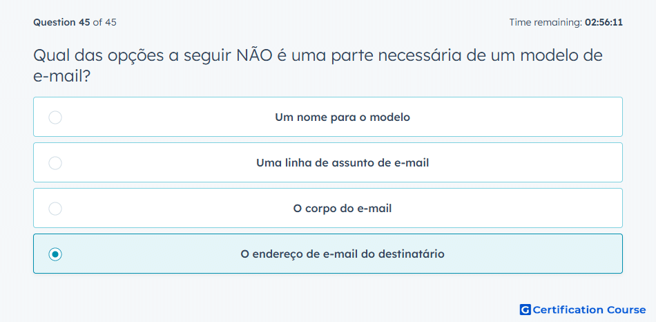 Qual das opcoes a seguir NAO e uma parte necessaria de um modelo de e mail
