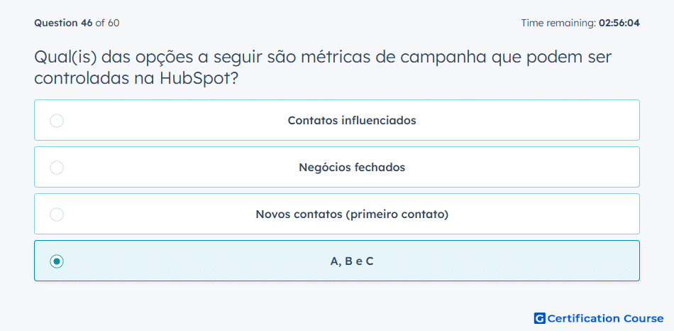 Qual is das opcoes a seguir sao metricas de campanha que podem ser controladas na HubSpot