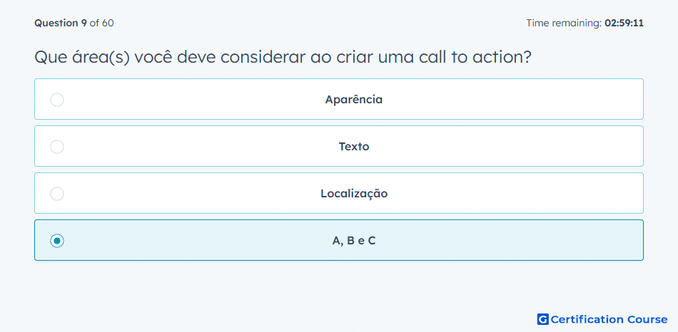 Que area s voce deve considerar ao criar uma call to action