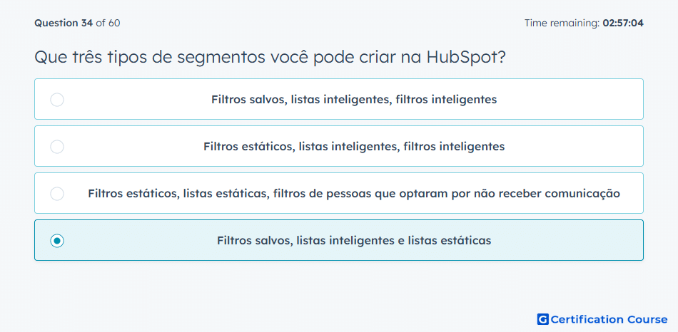 Que tres tipos de segmentos voce pode criar na HubSpot