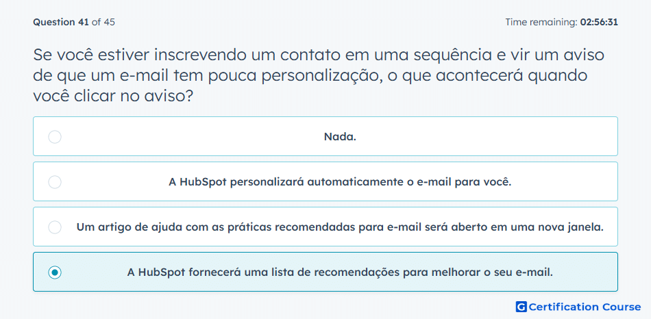 Se voce estiver inscrevendo um contato em uma sequencia e vir um aviso de que um e mail tem pouca personalizacao o que acontecera