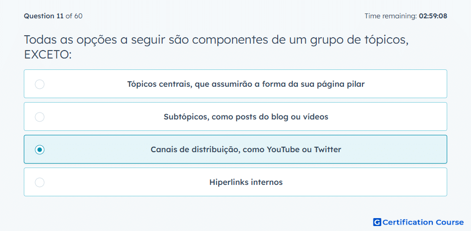 Todas as opcoes a seguir sao componentes de um grupo de topicos EXCETO