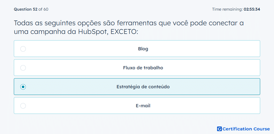 Todas as seguintes opcoes sao ferramentas que voce pode conectar a uma campanha da HubSpot EXCETO