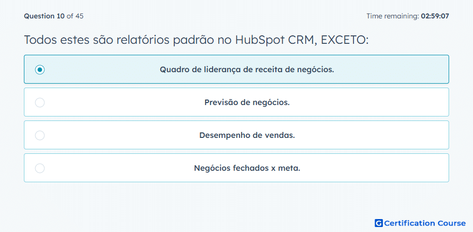 Todos estes sao relatorios padrao no HubSpot CRM EXCETO