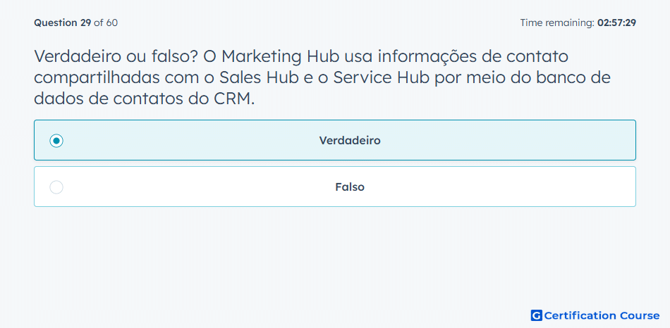 Verdadeiro ou falso O Marketing Hub usa informacoes de contato compartilhadas com o Sales Hub e o Service Hub por meio do banco de