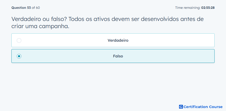 Verdadeiro ou falso Todos os ativos devem ser desenvolvidos antes de criar uma campanha