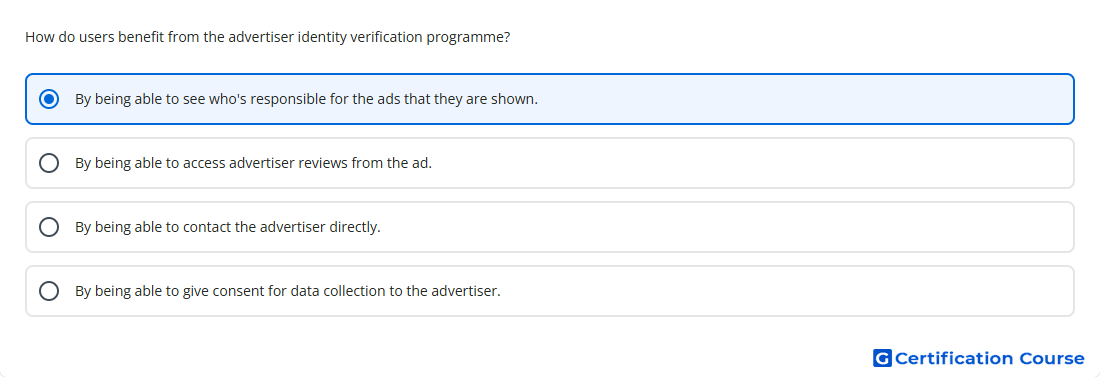 How do users benefit from the advertiser identity