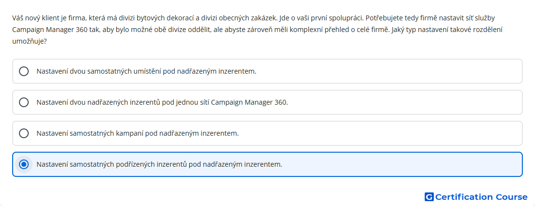 Vas novy klient je firma ktera ma divizi bytovych