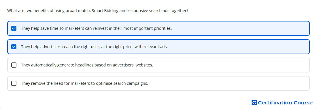 What are two benefits of using broad match Smart B