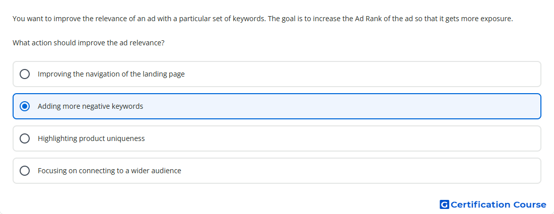 You want to improve the relevance of an ad with a