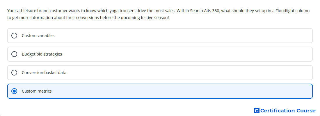 Your athleisure brand customer wants to know which