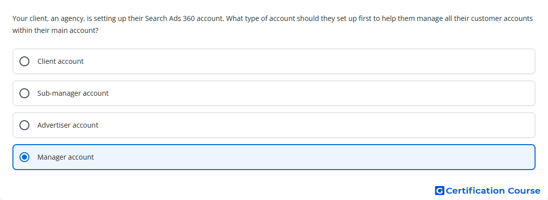 Your client an agency is setting up their Search A