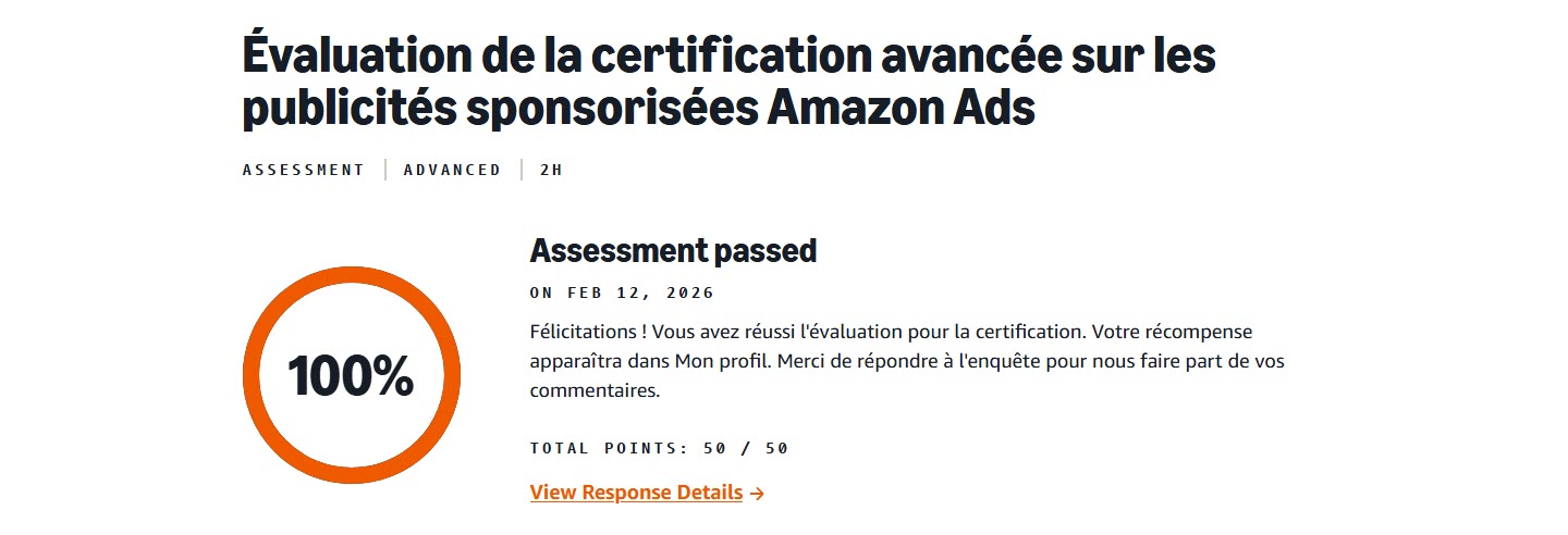evaluation de la certification avancee sur les publicites sponsorisees amazon ads