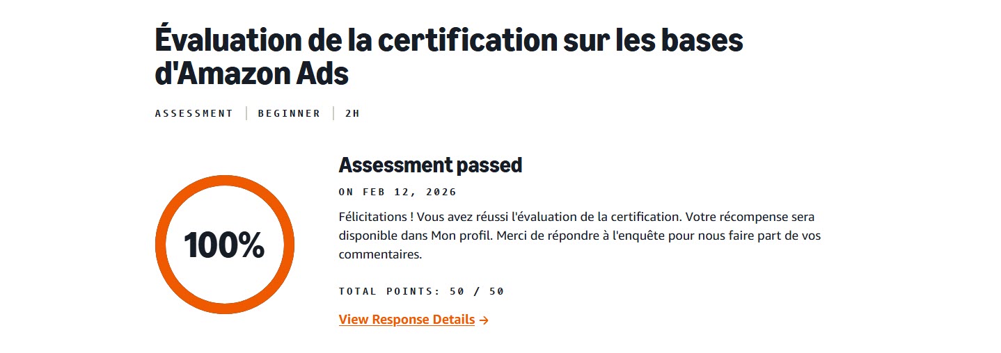 evaluation de la certification sur les basesd amazon ads