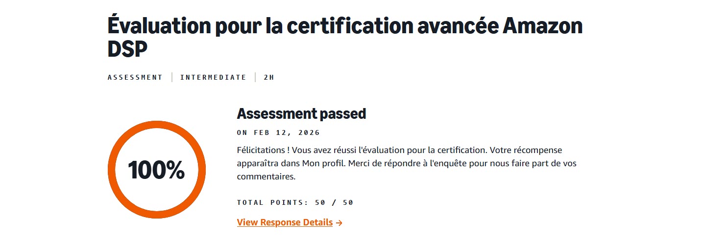 evaluation pour la certification avancee amazon dsp