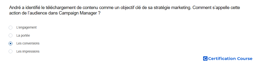 Andre a identifie le telechargement de contenu comme un objectif cle de sa strategie marketing Comment s appelle cette action de l