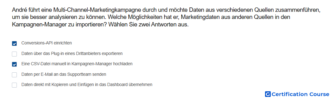 Andre fuhrt eine Multi Channel Marketingkampagne durch und mochte Daten aus verschiedenen Quellen zusammenfuhren um sie besser ana