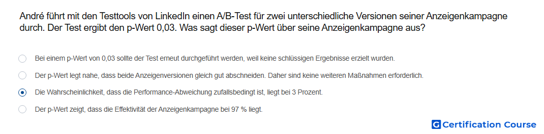 Andre fuhrt mit den Testtools von LinkedIn einen A B Test fur zwei unterschiedliche Versionen seiner Anzeigenkampagne durch Der Te
