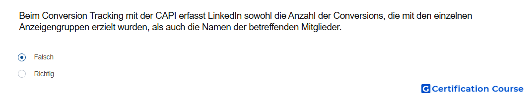 Beim Conversion Tracking mit der CAPI erfasst LinkedIn sowohl die Anzahl der Conversions die mit den einzelnen Anzeigengruppen erz