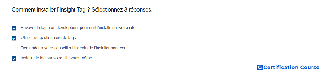 Comment installer l Insight Tag Selectionnez 3 reponses