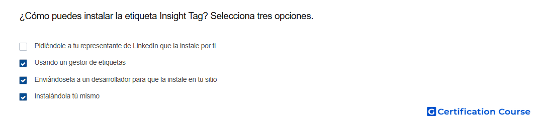 Como puedes instalar la etiqueta Insight Tag Selecciona tres opciones