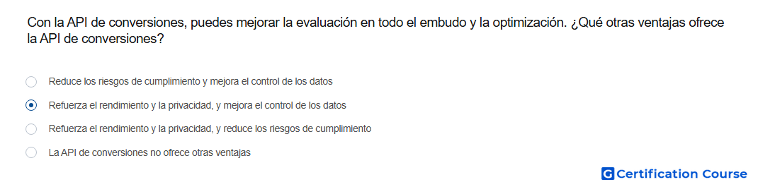 Con la API de conversiones puedes mejorar la evaluacion en todo el embudo y la optimizacion Que otras ventajas ofrece la API de co