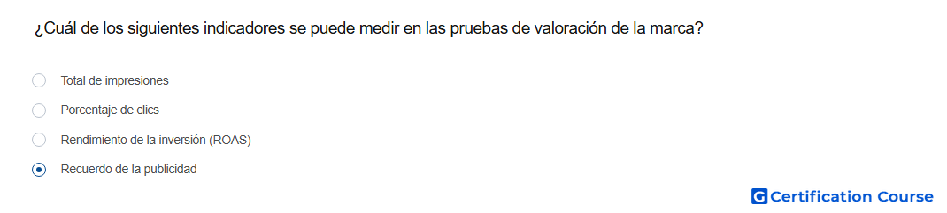 Cual de los siguientes indicadores se puede medir en las pruebas de valoracion de la marca