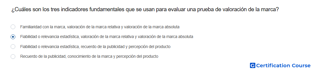 Cuales son los tres indicadores fundamentales que se usan para evaluar una prueba de valoracion de la marca