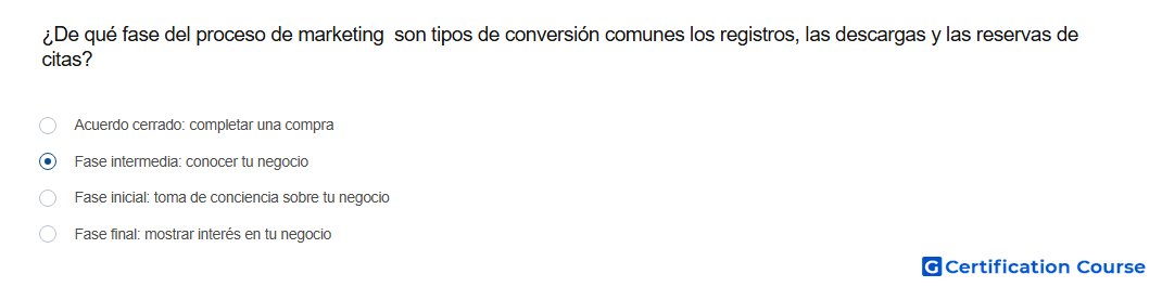De que fase del proceso de marketing son tipos de conversion comunes los registros las descargas y las reservas de citas