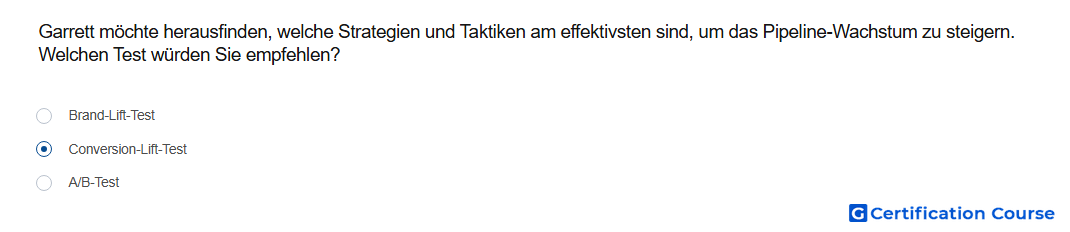 Garrett mochte herausfinden welche Strategien und Taktiken am effektivsten sind um das Pipeline Wachstum zu steigern Welchen Test
