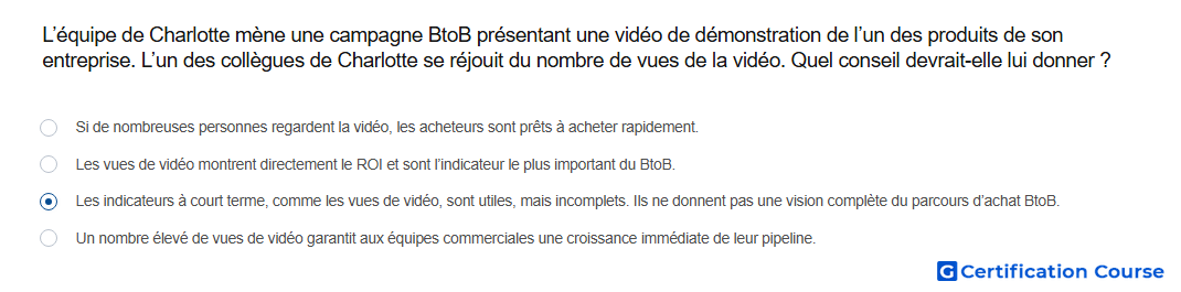 L equipe de Charlotte mene une campagne BtoB presentant une video de demonstration de l un des produits de son entreprise L un des