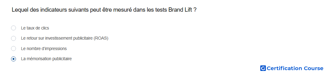 Lequel des indicateurs suivants peut etre mesure dans les tests Brand Lift