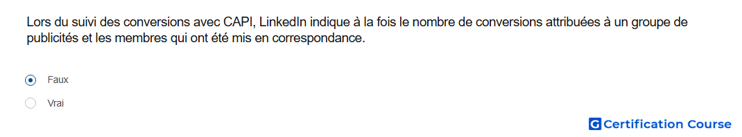 Lors du suivi des conversions avec CAPI LinkedIn indique a la fois le nombre de conversions attribuees a un groupe de publicites e