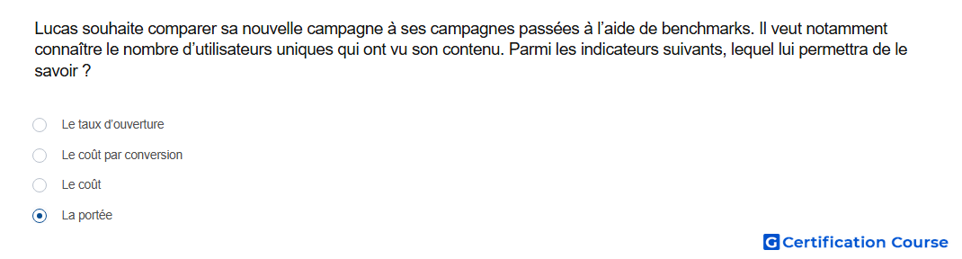 Lucas souhaite comparer sa nouvelle campagne a ses campagnes passees a l aide de benchmarks Il veut notamment connaitre le nombre